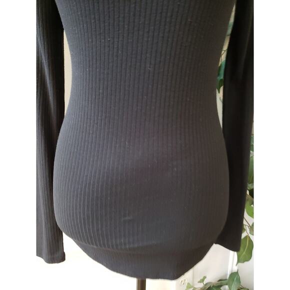 Madewell Top Blouse Women's Small Black Ribbed Long Sleeve Turtle Neck Pullover - Picture 5 of 10
